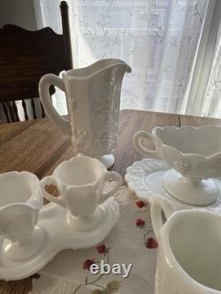 Westmoreland Paneled Grape Milk Glass 13 Pc Set Pitchers Tumblers