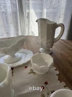 Westmoreland Paneled Grape Milk Glass 13 Pc Set Pitchers Tumblers