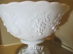 Westmoreland Punch Bowl Base 8 Cups Base Fruit Milk Glass Elegant White EUC #N34