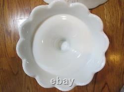 Westmoreland Punch Bowl Base 8 Cups Base Fruit Milk Glass Elegant White EUC #N34