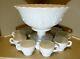 Westmoreland Punch Bowl Set 8 Cups Base Fruit Milk Glass Elegant White Euc #n34