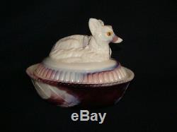 Westmoreland Purple Slag Marble Glass Fox Covered Candy Dish