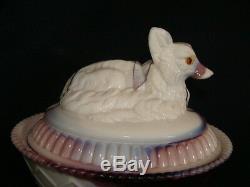 Westmoreland Purple Slag Marble Glass Fox Covered Candy Dish