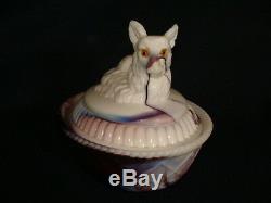 Westmoreland Purple Slag Marble Glass Fox Covered Candy Dish