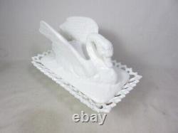 Westmoreland, Raised Wing Swan, Milk Glass, Dish/Bowl, Basketweave, Excellent