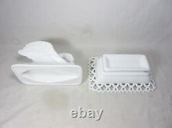 Westmoreland, Raised Wing Swan, Milk Glass, Dish/Bowl, Basketweave, Excellent