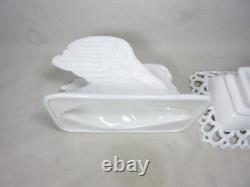 Westmoreland, Raised Wing Swan, Milk Glass, Dish/Bowl, Basketweave, Excellent