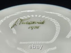 Westmoreland Roses and Bows Hand Painted Milk Glass Footed Scalloped Flower Vase