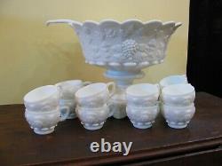 Westmoreland Vintage Paneled Grape Punch Bowl Set + Label Wonderful