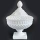 Westmoreland White Milk Glass Diamond Cut Compote Candy Bowl With Lid