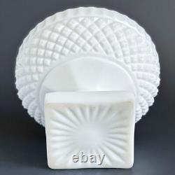 Westmoreland White Milk Glass Diamond Cut Compote Candy Bowl with Lid