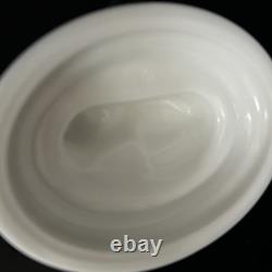 Westmoreland White Milk Glass Fox On Sailor Lacy Base Covered Serving Dish