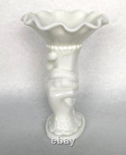 Westmoreland White Milk Glass Hand Holding Torch Vase