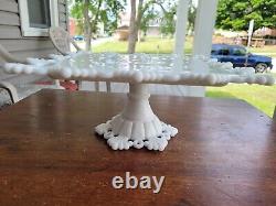 Westmoreland White Milk Glass Ring & Petal Square Pedestal Cake Stand Plate