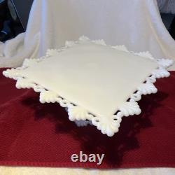 Westmoreland White Milk Glass Square Pedestal Cake Stand Lace Edge