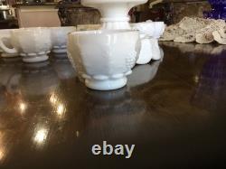 Westmoreland milk glass Grape punch bowl set vintage, 12 Cups