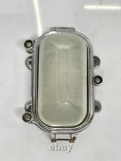 White Milk Glass & Aluminum Old Maritime Nautical Bulkhead Wall Light Fixture