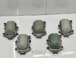 White Milk Glass & Aluminum Old Maritime Nautical Bulkhead Wall Light Fixture