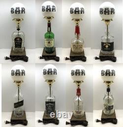 White Milk Glass BAR GLOBE Custom Liquor Bottle Lamp with Your CHOICE of Bottle