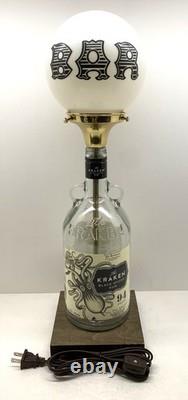 White Milk Glass BAR GLOBE Custom Liquor Bottle Lamp with Your CHOICE of Bottle