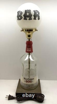 White Milk Glass BAR GLOBE Custom Liquor Bottle Lamp with Your CHOICE of Bottle