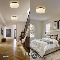 White Milk Glass Ceiling Light Fixture, 13.8'' Flush Mount Lighting for Bedro