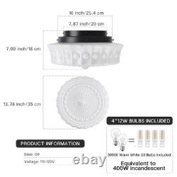 White Milk Glass Ceiling Light Fixture, 13.8'' Flush Mount Lighting for Bedro