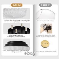 White Milk Glass Ceiling Light Fixture, 13.8'' Flush Mount Lighting for Bedro