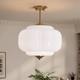 White Milk Glass Ceiling Light Fixture, 15 Vintage Pumpkin Pendant Light Wit
