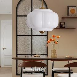 White Milk Glass Ceiling Light Fixture, 15 Vintage Pumpkin Pendant Light wit