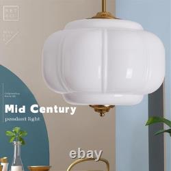 White Milk Glass Ceiling Light Fixture, 15 Vintage Pumpkin Pendant Light wit
