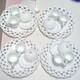 White Milk Glass Dish Set Lace & Diamond Pattern 21 Piece 4 Servings