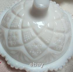White Milk Glass Dish Set Lace & Diamond Pattern 21 Piece 4 Servings