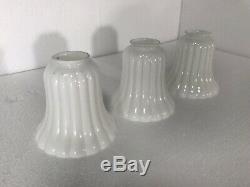 White Milk Glass Globe Shade Ribbed Bell Ribs Mid Century Modern Vintage Sconce