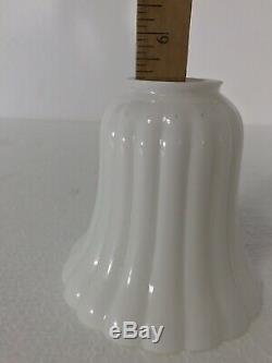 White Milk Glass Globe Shade Ribbed Bell Ribs Mid Century Modern Vintage Sconce