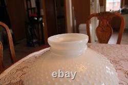 White Milk Glass Hobnail Globe Ex-Large Round Lamp Shade 13 5/8 Wide Fitter