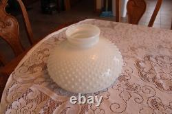 White Milk Glass Hobnail Globe Ex-Large Round Lamp Shade 13 5/8 Wide Fitter
