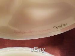 White Milk Glass Iridized Fenton Glass Hen on a Nest Deviled Egg Platter