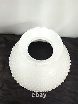 White Milk Glass Lamp Shade Hobnail Ruffled GWTW Hurricane 12 Fitter