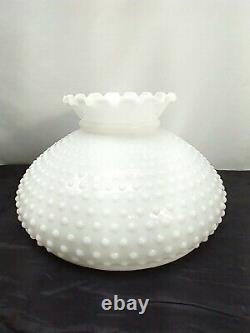 White Milk Glass Lamp Shade Hobnail Ruffled GWTW Hurricane 12 Fitter