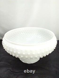 White Milk Glass Lamp Shade Hobnail Ruffled GWTW Hurricane 12 Fitter