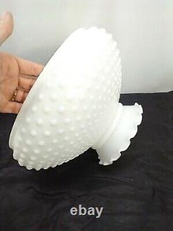 White Milk Glass Lamp Shade Hobnail Ruffled GWTW Hurricane 12 Fitter