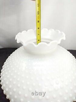 White Milk Glass Lamp Shade Hobnail Ruffled GWTW Hurricane 12 Fitter