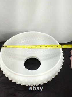 White Milk Glass Lamp Shade Hobnail Ruffled GWTW Hurricane 12 Fitter