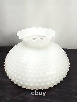 White Milk Glass Lamp Shade Hobnail Ruffled GWTW Hurricane 12 Fitter