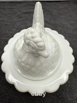 White Milk Glass Mosser Glass Hen On Nest Dish (Read Description) White Milk Glass Mosser Glass Hen On Nest Dish (Read Description)