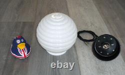 White Milk Glass PENDANT LIGHT, Beehive Design Mid Century, Vintage, Bauhaus