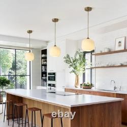 White Milk Glass Pendant Lights Antique Brass Ceiling Lights Brushed Gold Pen
