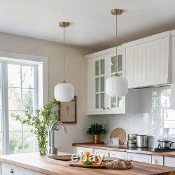 White Milk Glass Pendant Lights Antique Brass Ceiling Lights Brushed Gold Pen
