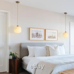 White Milk Glass Pendant Lights Antique Brass Ceiling Lights Brushed Gold Pen